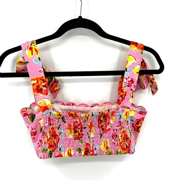 AGUA BENDITA Revolve Pink Floral Rhea Smocked Feminine Girly Crop Top Size XS - Picture 5 of 6